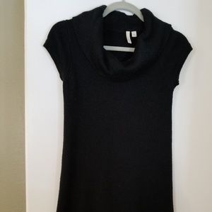 Black short sleeved sweater with cowl neck